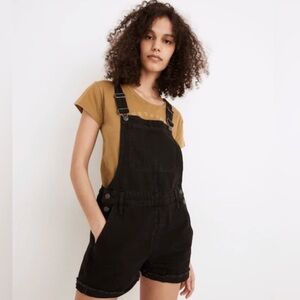 Madewell Adirondack Short Overalls Lunar Wash Black Denim Romper